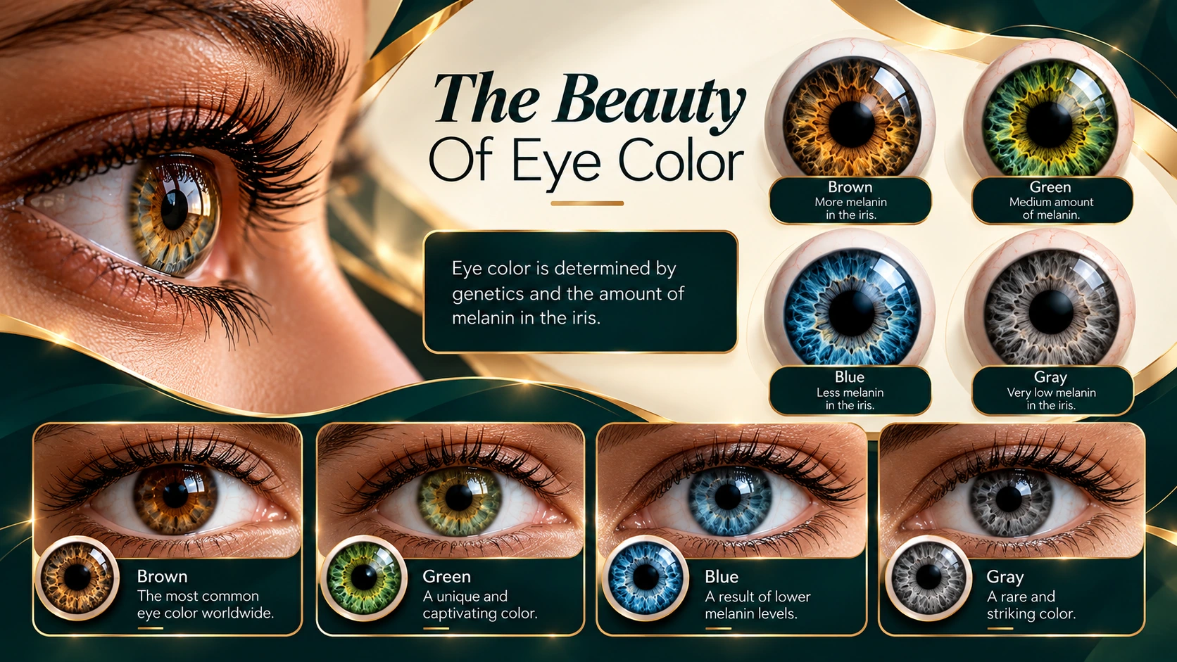 Infographie fournie : The Beauty of Eye Color, couleurs et exemples d’yeux